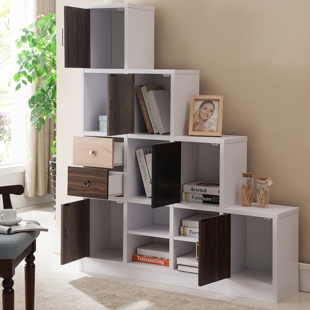 Newark Contemporary Wood Multi-Cube Bookcase in White. Picture 5