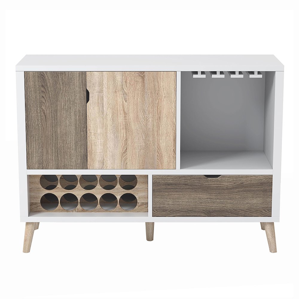 Vaughn Transitional Wood 10-Bottle Wine Rack in White. Picture 2
