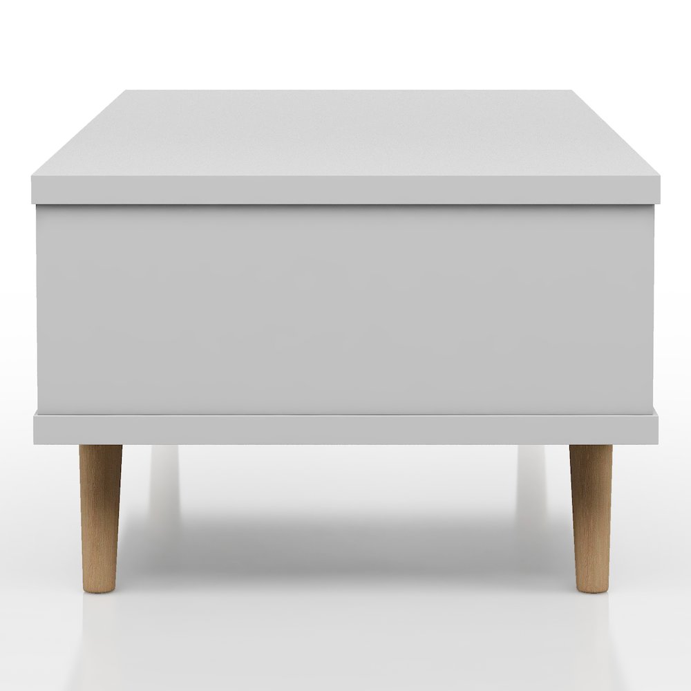 Paulson Wood 1-Drawer Coffee Table in White and Dark Gray. Picture 3
