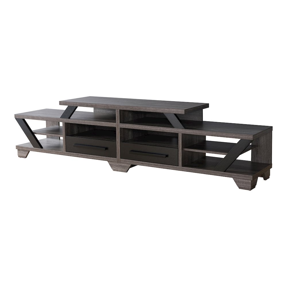 Dixon Rustic Wood 82-Inch TV Stand in Distressed Gray. Picture 1