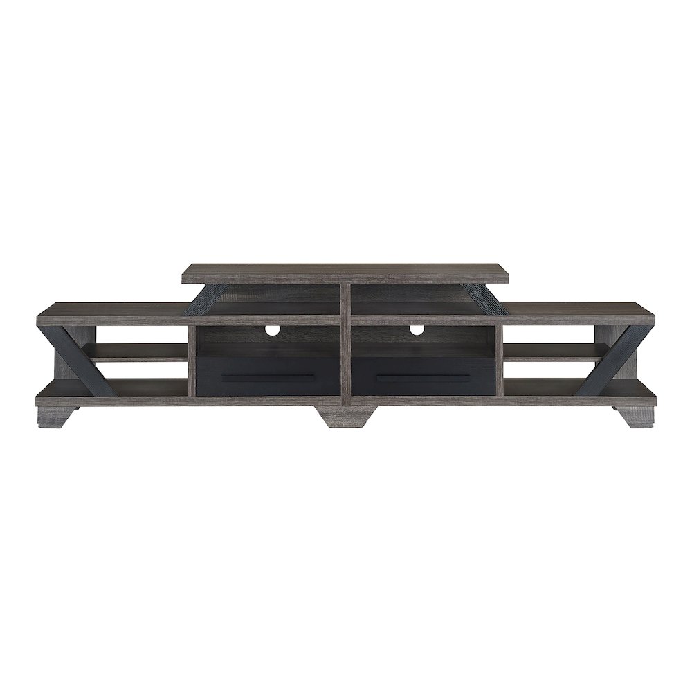 Dixon Rustic Wood 82-Inch TV Stand in Distressed Gray. Picture 2