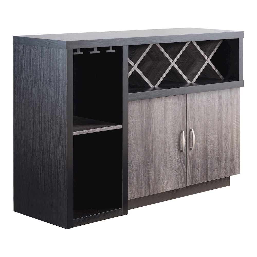 Sauterne Wood Multi-Storage Buffet in Distressed Gray. Picture 1