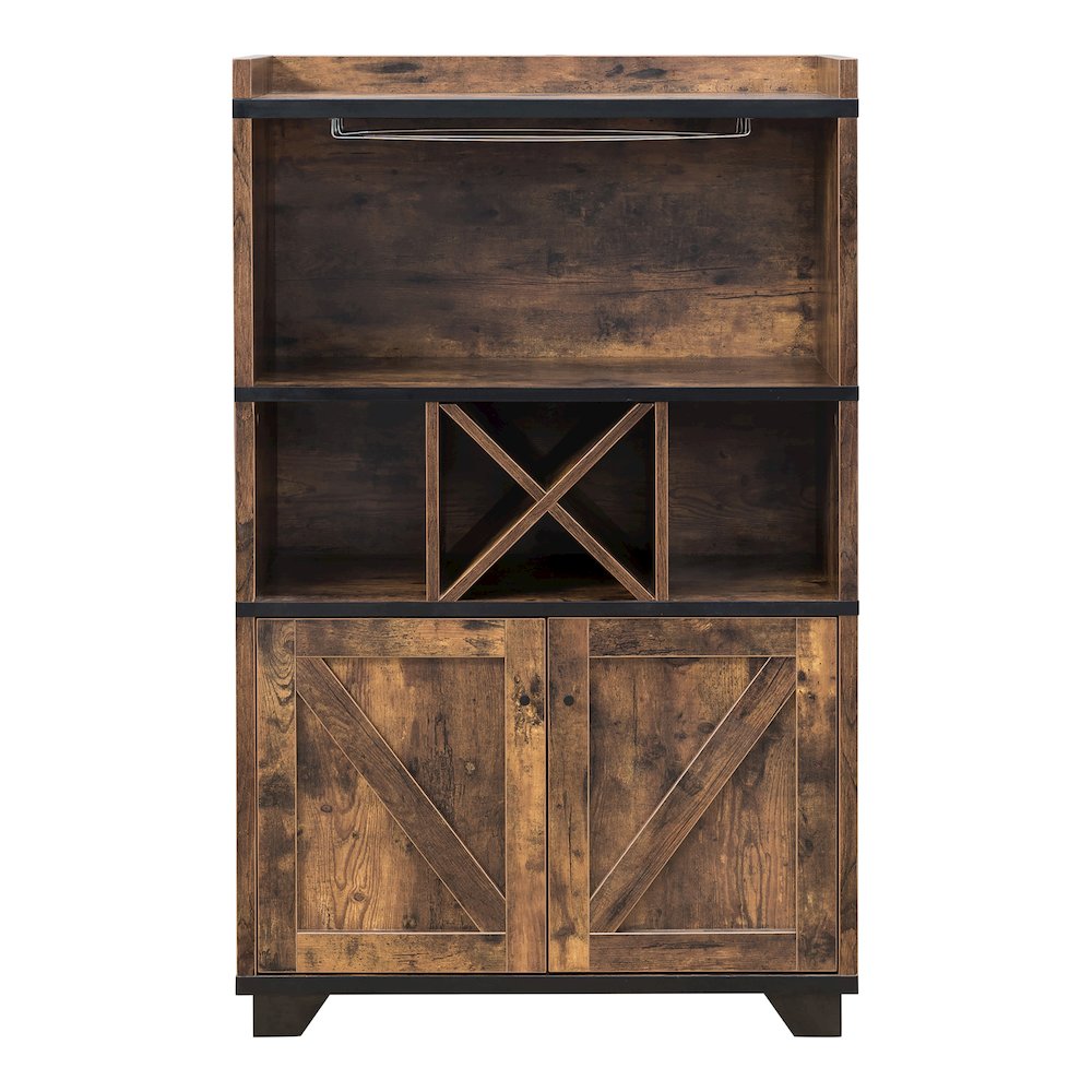 Glamdon Farmhouse Wood 4-Bottle Wine Rack in Brown. Picture 2