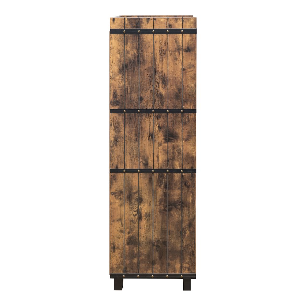 Glamdon Farmhouse Wood 4-Bottle Wine Rack in Brown. Picture 3