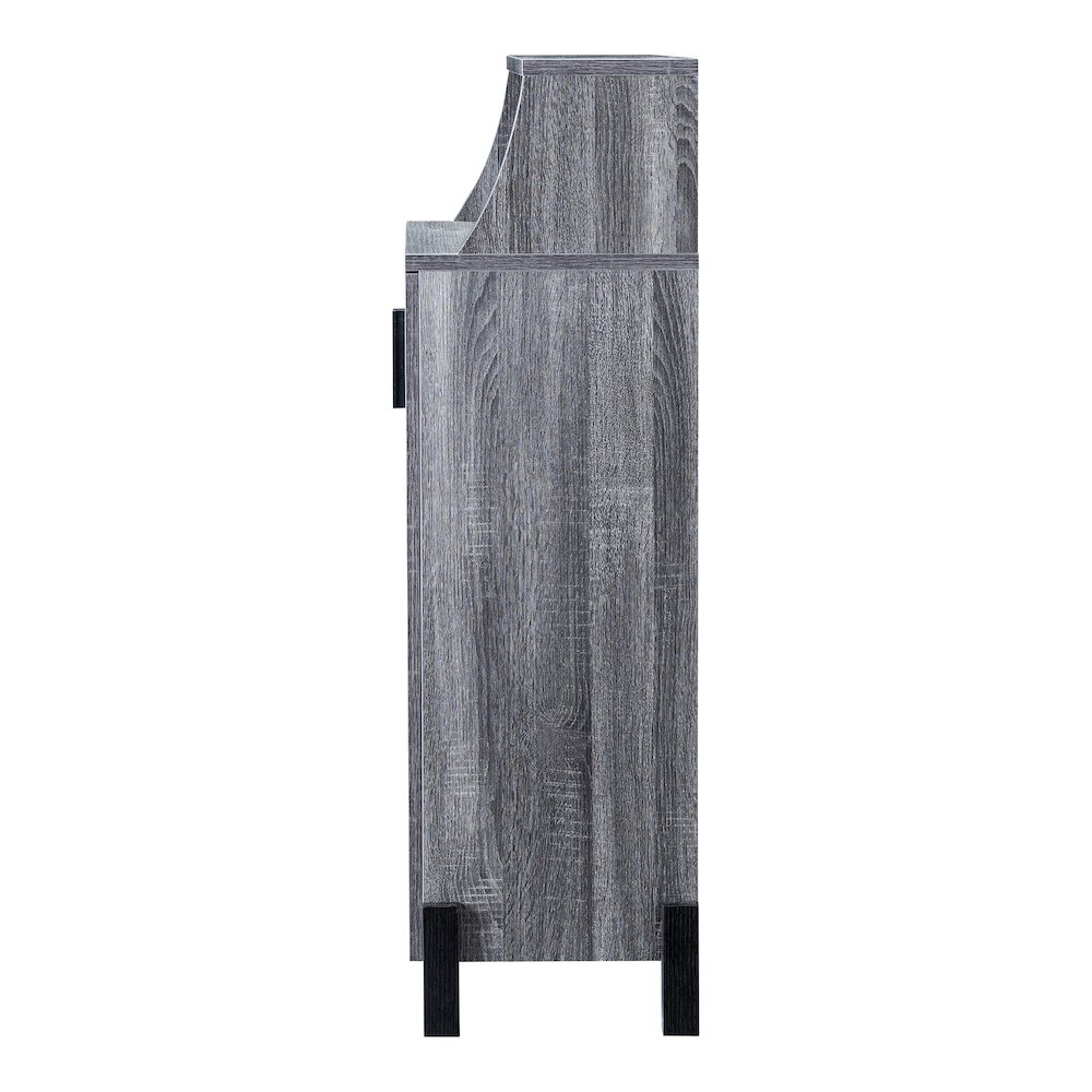 Liguari Wood 5-Shelf Shoe Cabinet in Distressed Gray. Picture 3