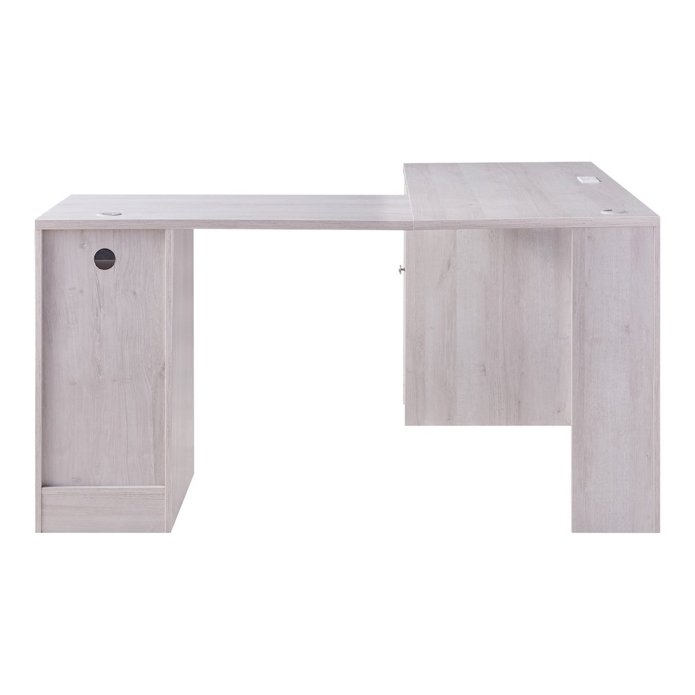 Helmer Wood L-Shaped Writing Desk with USB in White. Picture 3