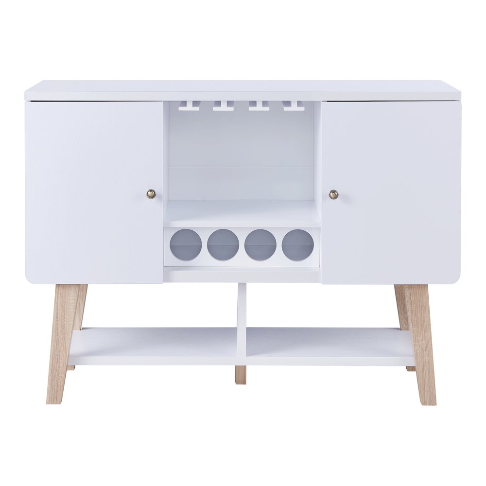 Nico Modern Wood 4-Bottle Buffet in White. Picture 2