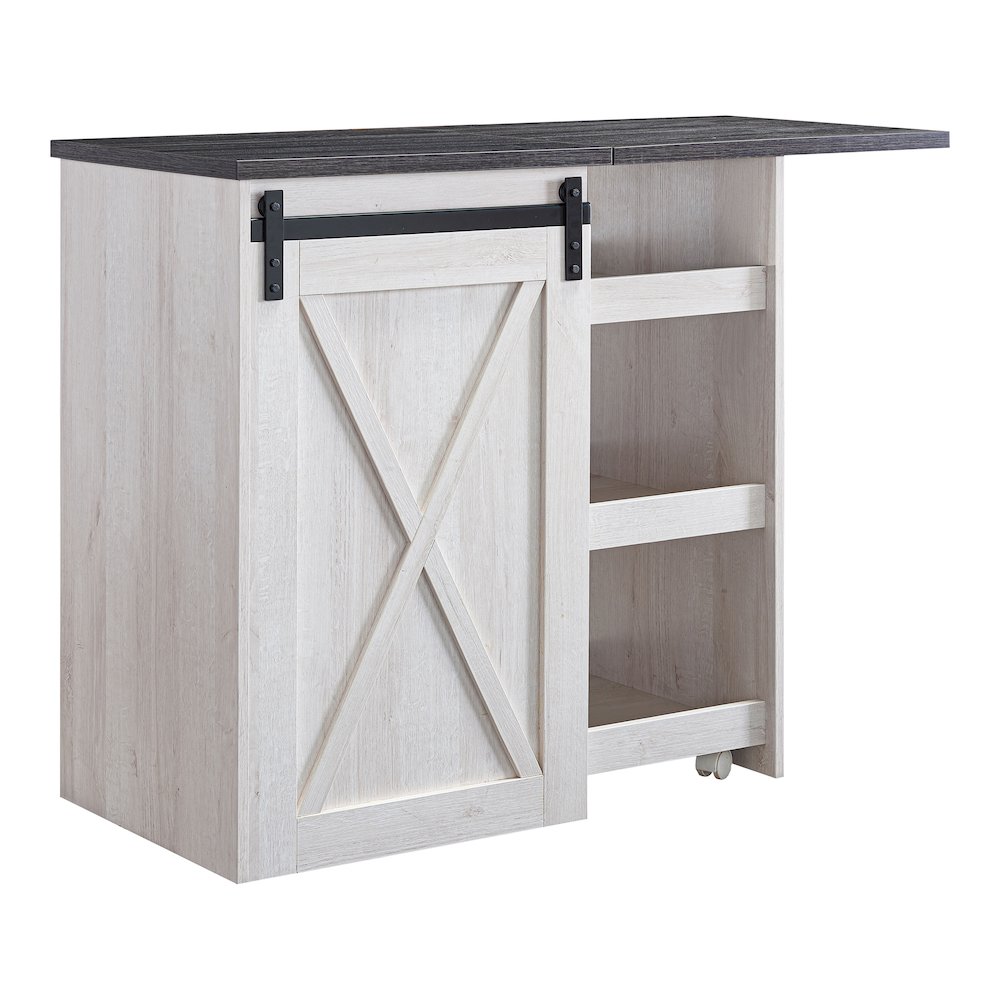 Palvery Transitional Wood Expandable Home Bar in White Oak. Picture 2