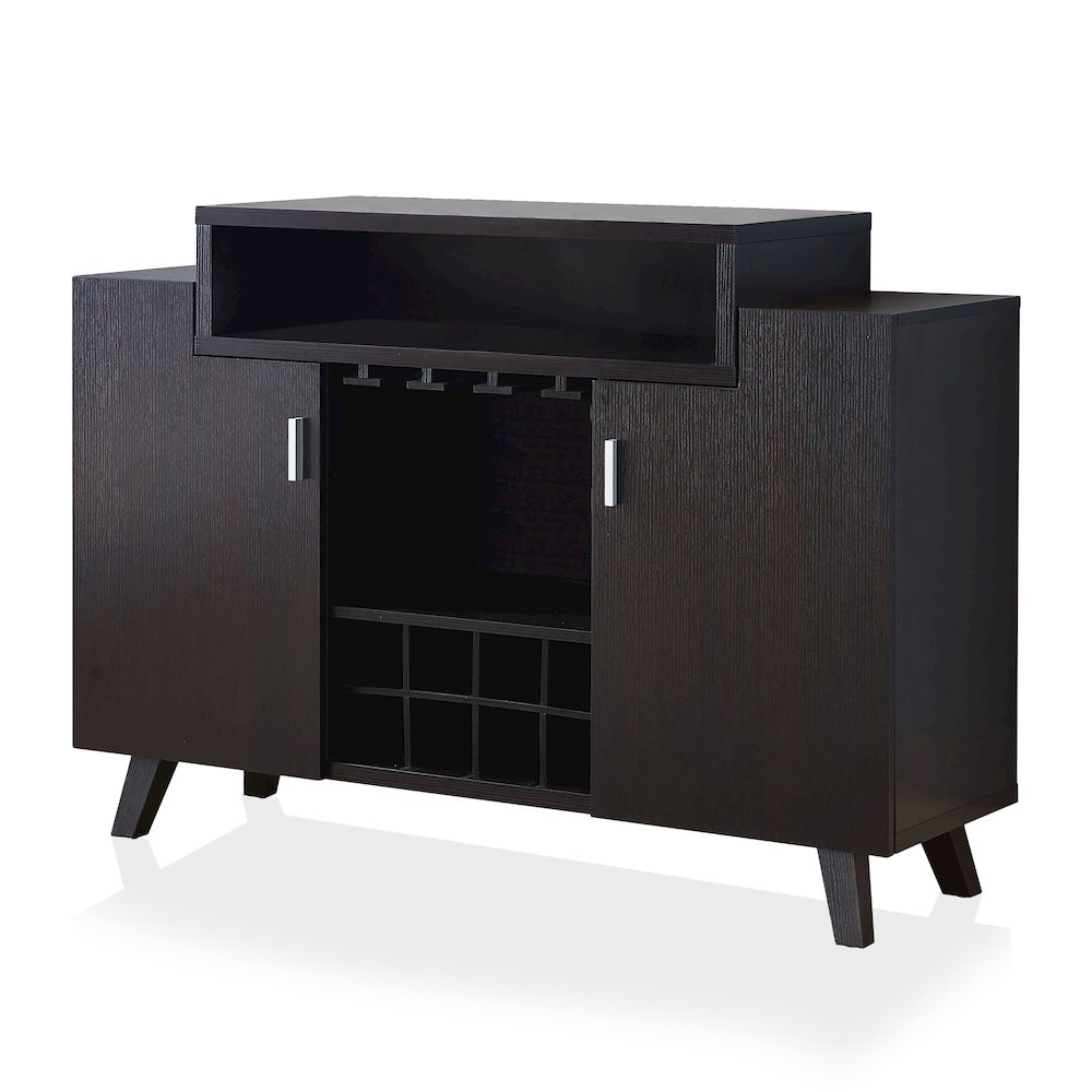 Pahrump Mid-Century Wood Wine Storage Buffet in Cappuccino. Picture 1