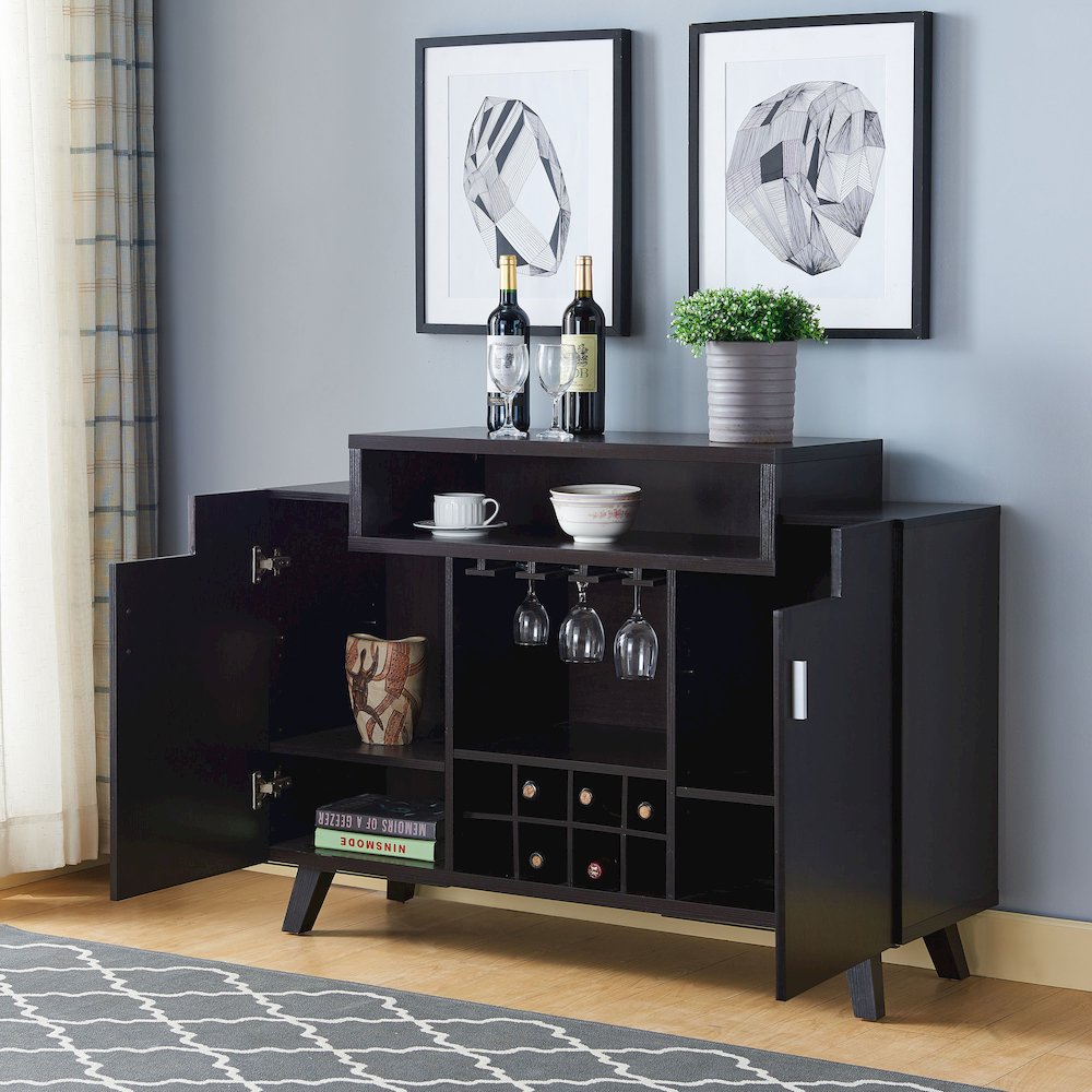 Pahrump Mid-Century Wood Wine Storage Buffet in Cappuccino. Picture 4