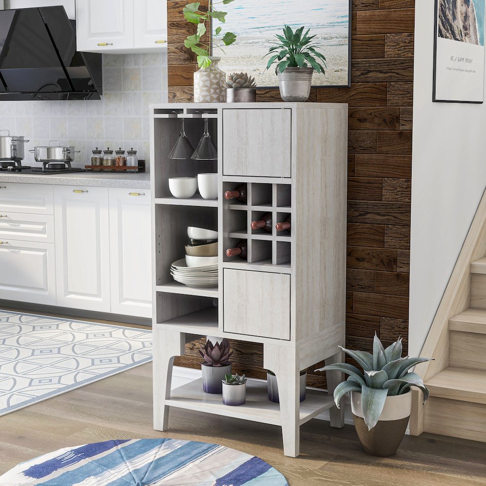 Doxnar Contemporary Wood Wine Rack in White Oak. Picture 4