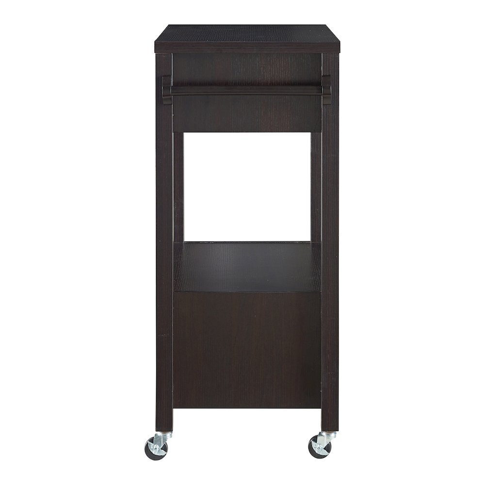 Arton Contemporary Wood 2-Drawer Kitchen Cart in Cappuccino. Picture 3