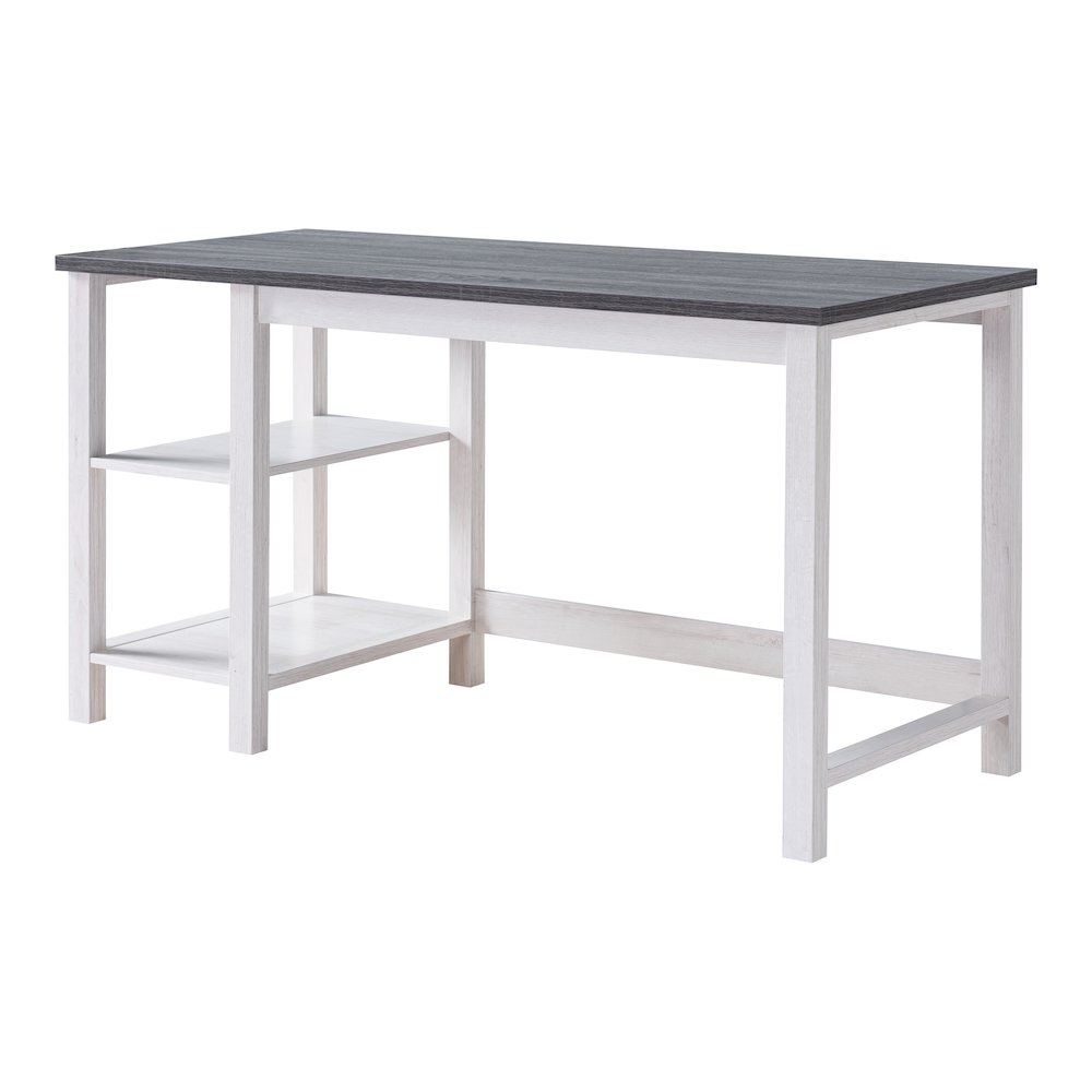 Cressida Modern Wood Desk with Shelves in White Oak. Picture 1
