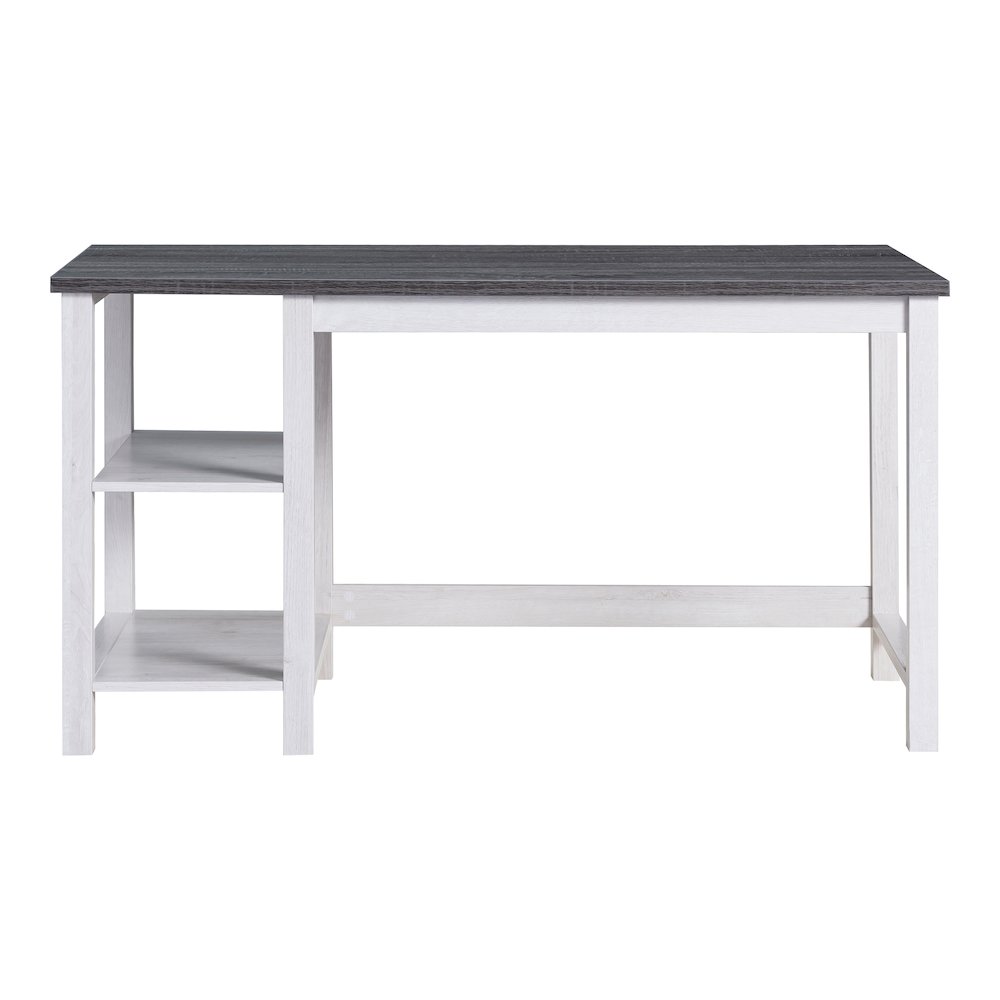 Cressida Modern Wood Desk with Shelves in White Oak. Picture 2