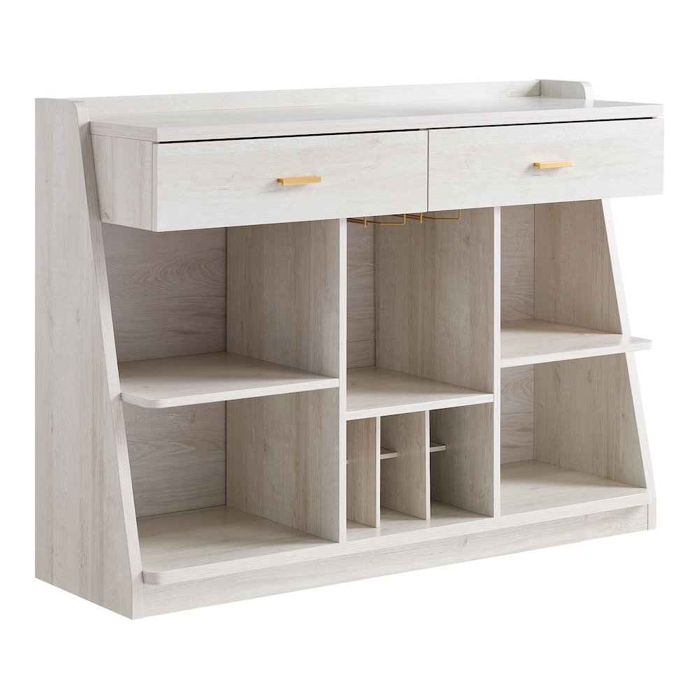 Flyn Wood Multi-Storage Wine Cabinet in White Oak. Picture 1