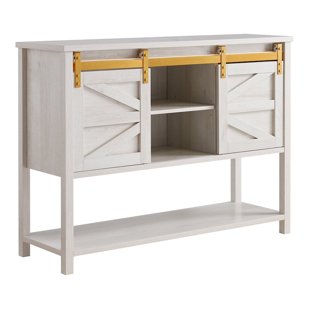 Birch Wood Buffet with Sliding Door in White Oak. Picture 1
