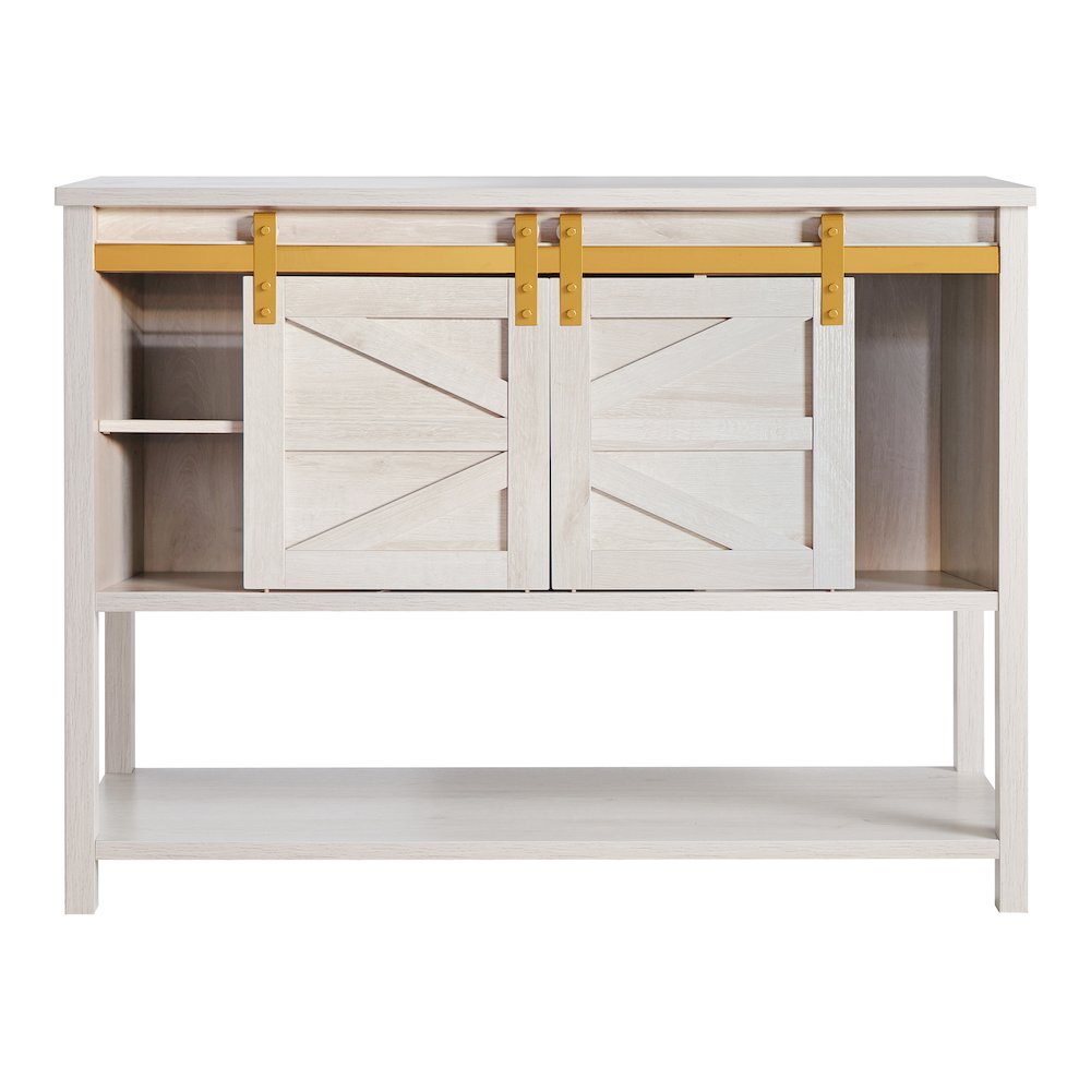 Birch Wood Buffet with Sliding Door in White Oak. Picture 2