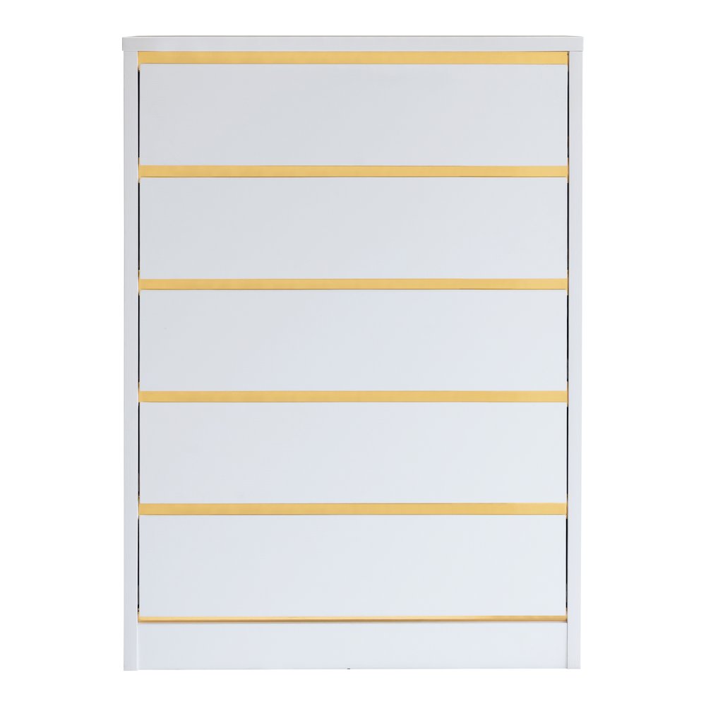 Kaol Modern Wood 5-Drawer Chest in White. Picture 2