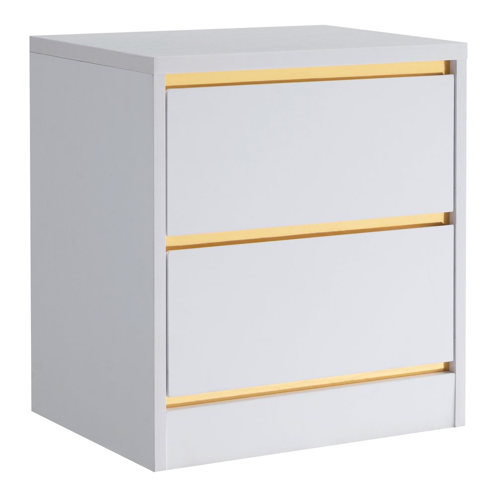Verent Modern Wood 2-Drawer Nightstand in White. Picture 1