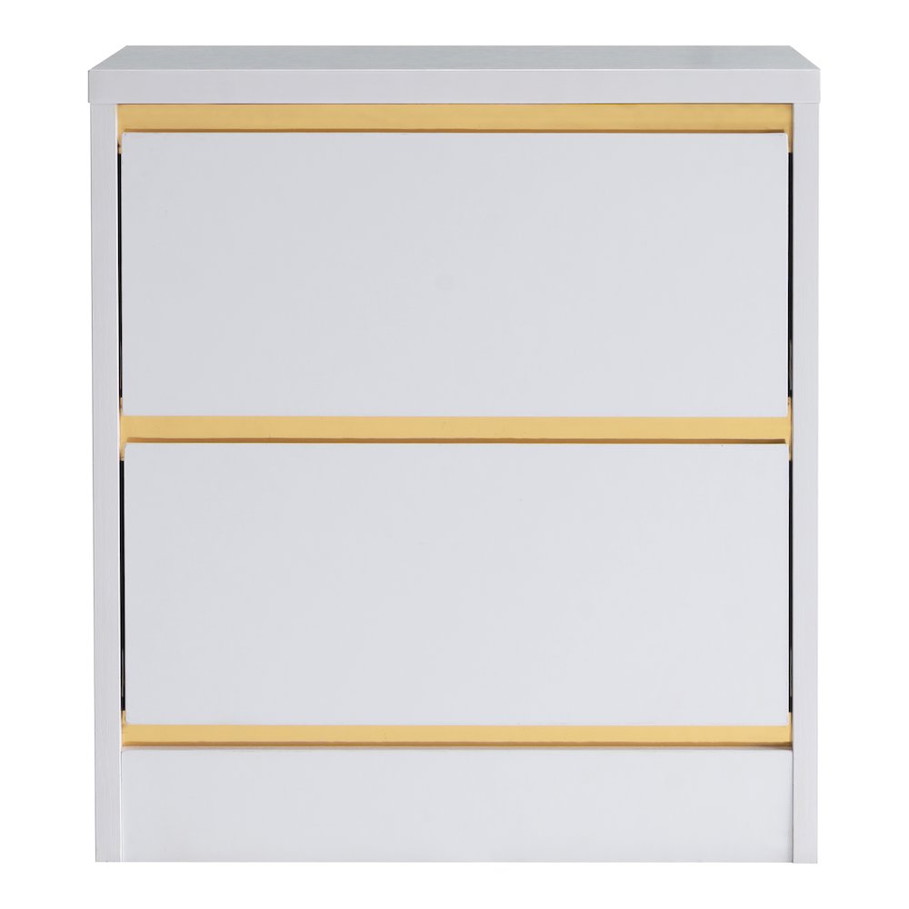 Verent Modern Wood 2-Drawer Nightstand in White. Picture 2