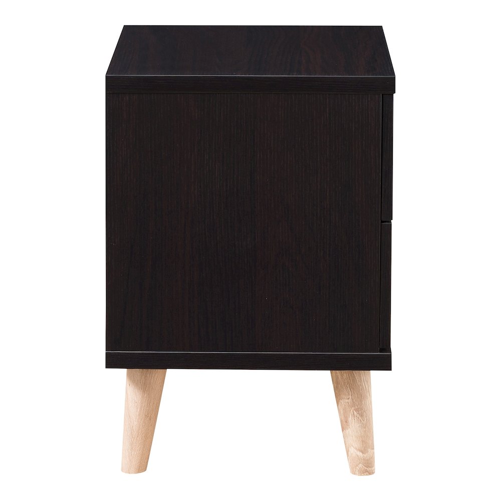 Enora Adult Modern 2-Drawer Nightstand, Cappuccino. Picture 2