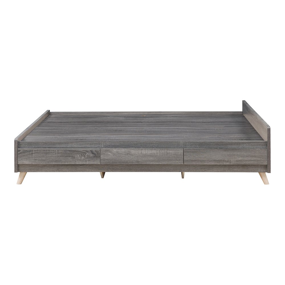 Terra Culpa Gray Wood Frame Full Platform Bed with Storage. Picture 1