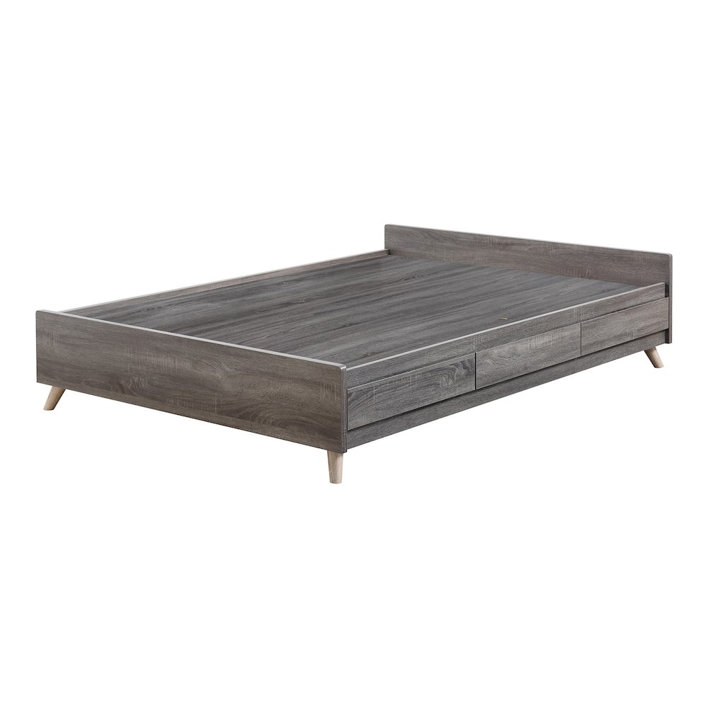 Terra Culpa Gray Wood Frame Full Platform Bed with Storage. Picture 2