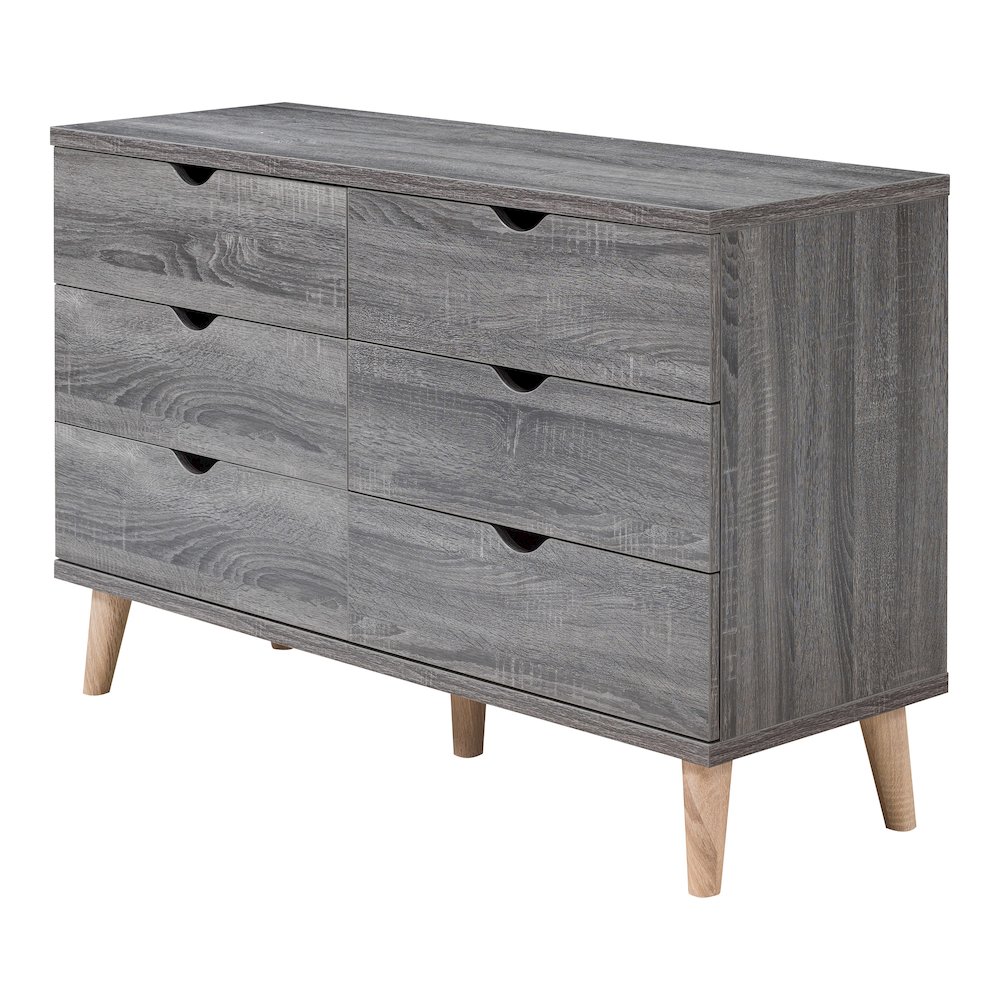 Orden Wood 6-Drawer Dresser for Bedroom in Dark Gray. Picture 1