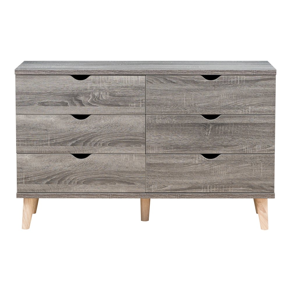 Orden Wood 6-Drawer Dresser for Bedroom in Dark Gray. Picture 2