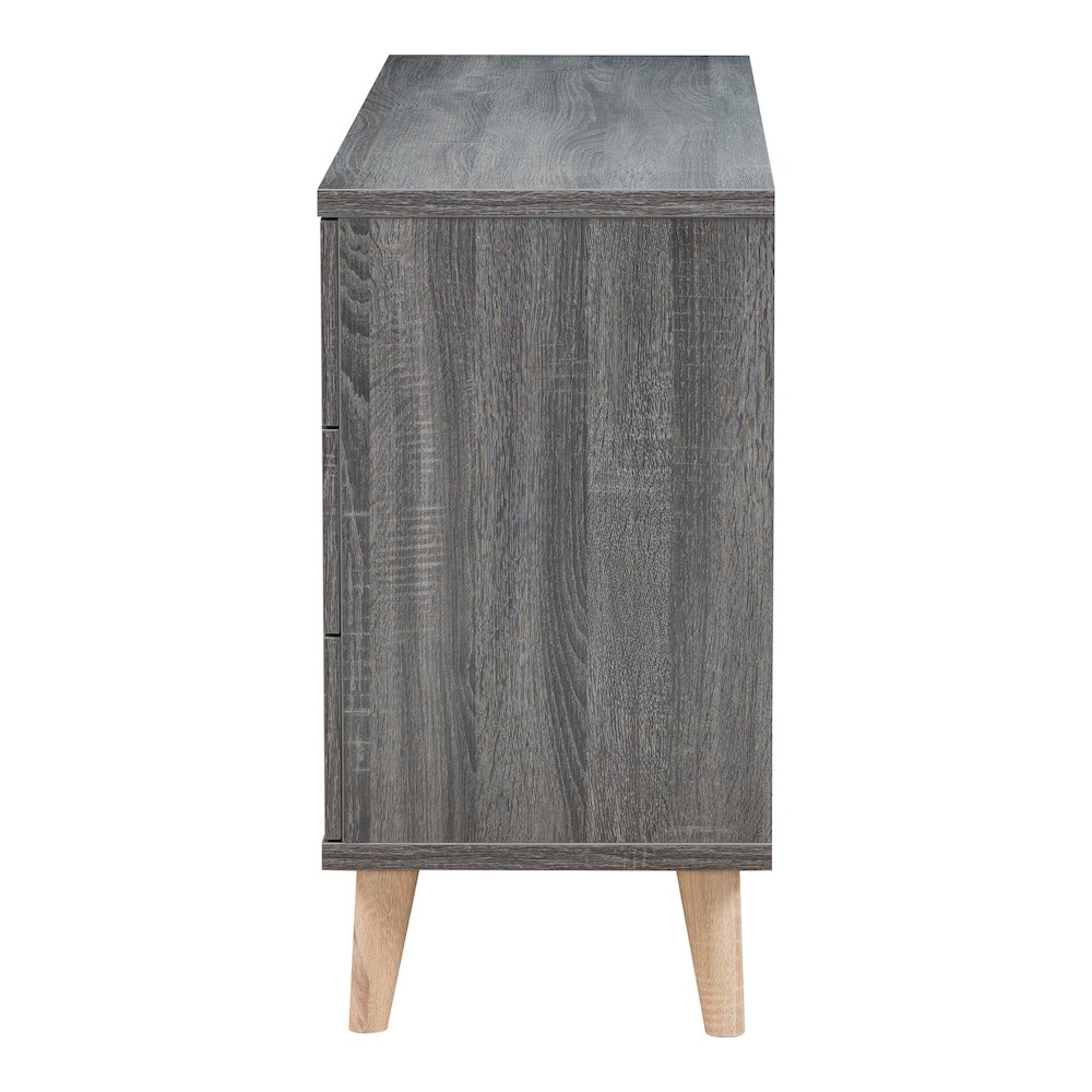 Pives Mid-Century Modern Wood 6-Drawer Dresser in Dark Gray. Picture 3