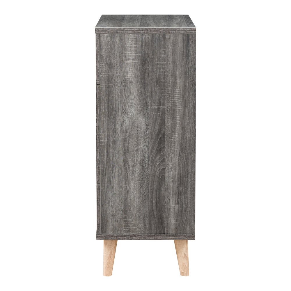 Pives Mid-Century Modern Wood 4-Drawer Chest in Dark Gray. Picture 3
