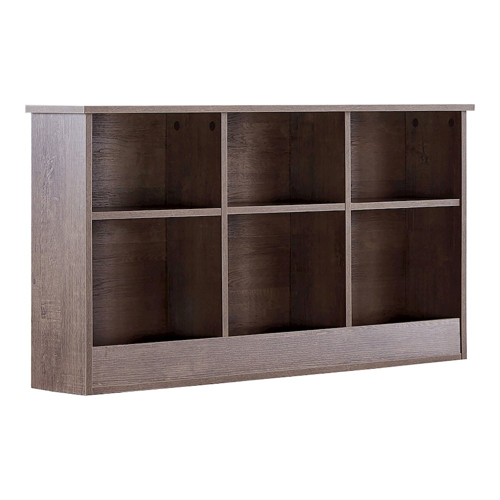 Uster 6-Shelf Wood Twin Bookcase Headboard, Walnut Oak. Picture 1