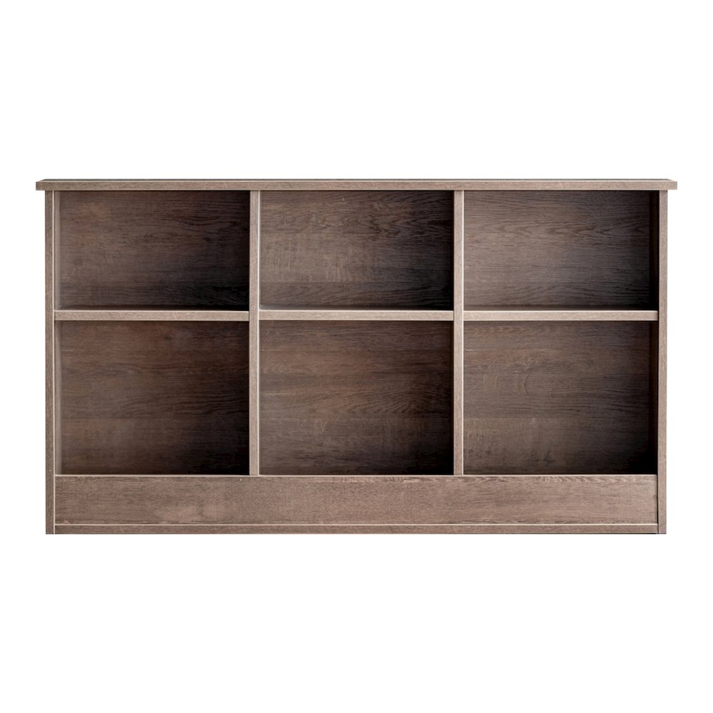 Uster 6-Shelf Wood Twin Bookcase Headboard, Walnut Oak. Picture 2