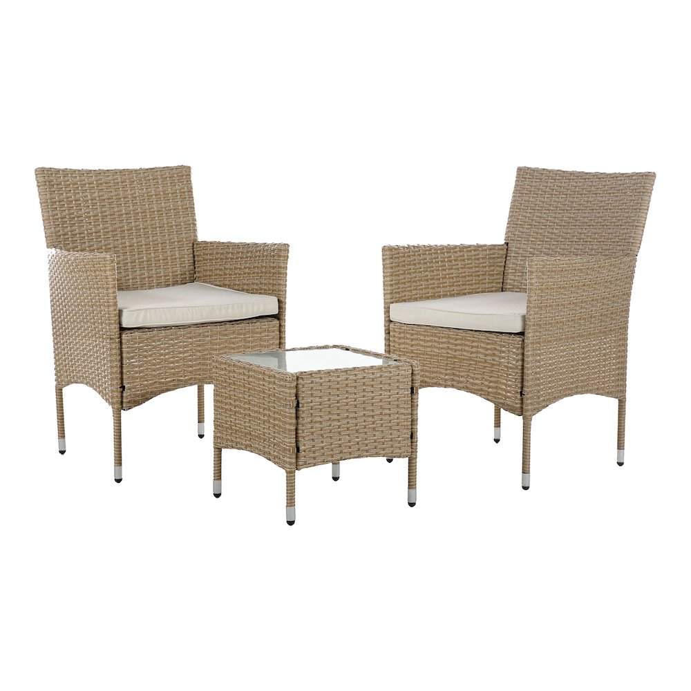 Fields 3-Piece Bistro Set in Natural PE Wicker / Rattan. Picture 1