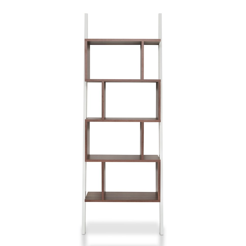 Lili Contemporary Wood 4-Shelf Bookcase in Light Walnut. Picture 2