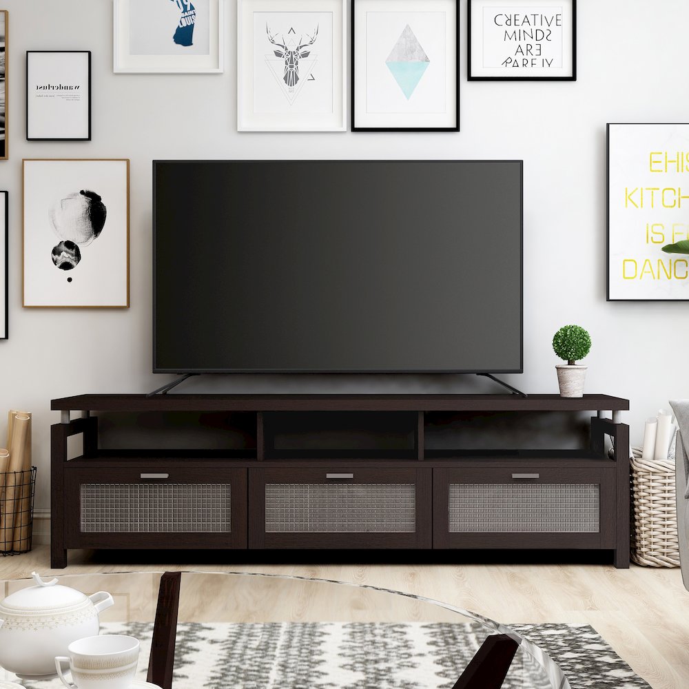 Missie Contemporary Wood Multi-Storage TV Stand in Espresso. Picture 3