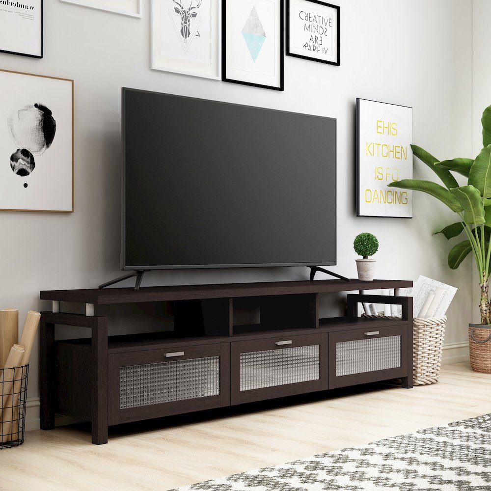 Missie Contemporary Wood Multi-Storage TV Stand in Espresso. Picture 4