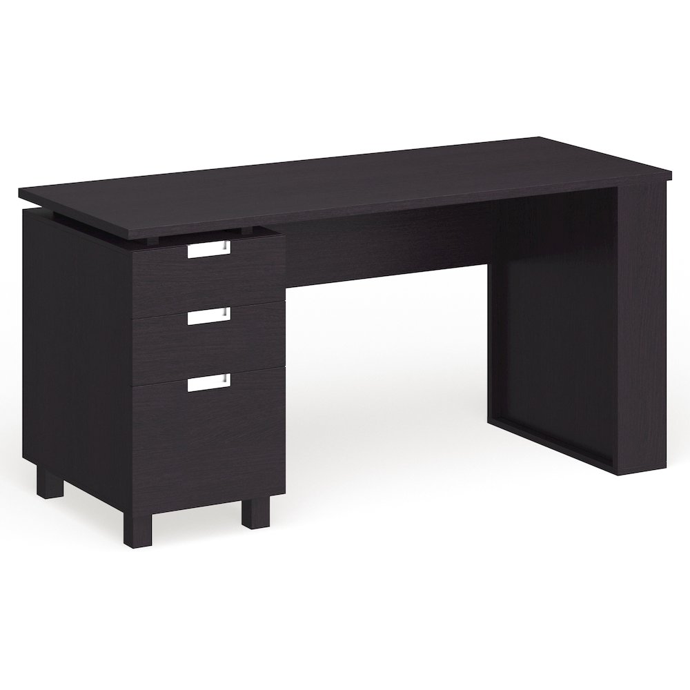 Nickolas Modern Wood 3-Drawer Office Desk in Espresso. Picture 1