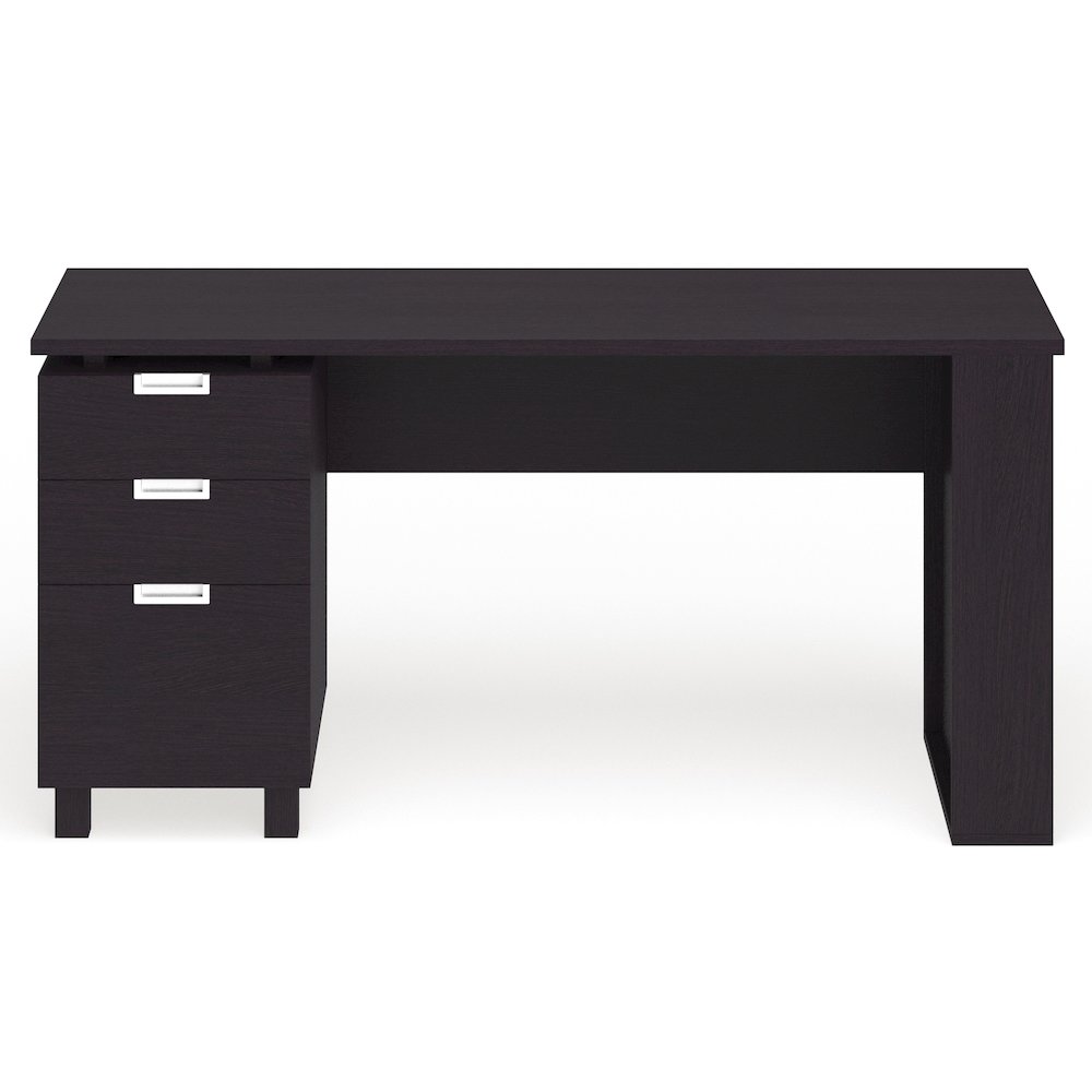 Nickolas Modern Wood 3-Drawer Office Desk in Espresso. Picture 2