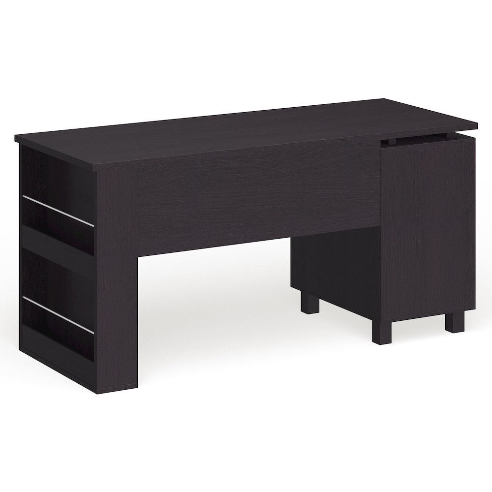 Nickolas Modern Wood 3-Drawer Office Desk in Espresso. Picture 3