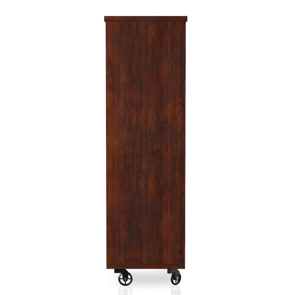 Alesia Wood Shoe Cabinet with Casters in Vintage Walnut. Picture 3