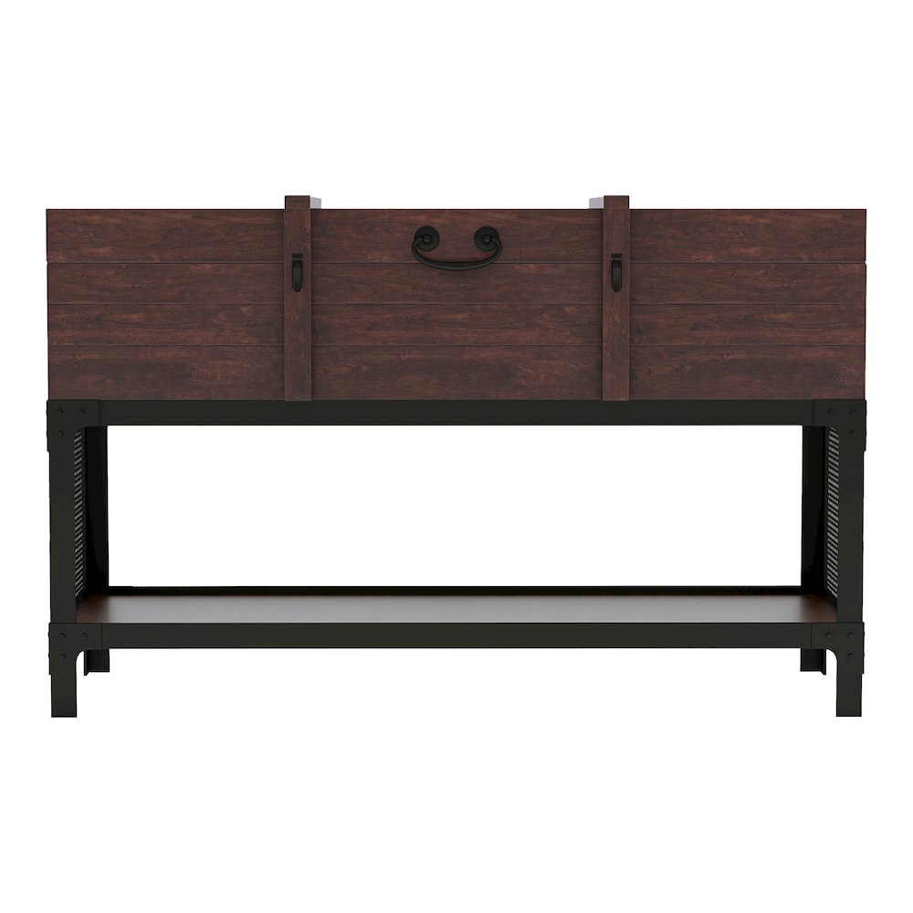 Alda Wood Lift Top Console Table in Vintage Walnut. Picture 1