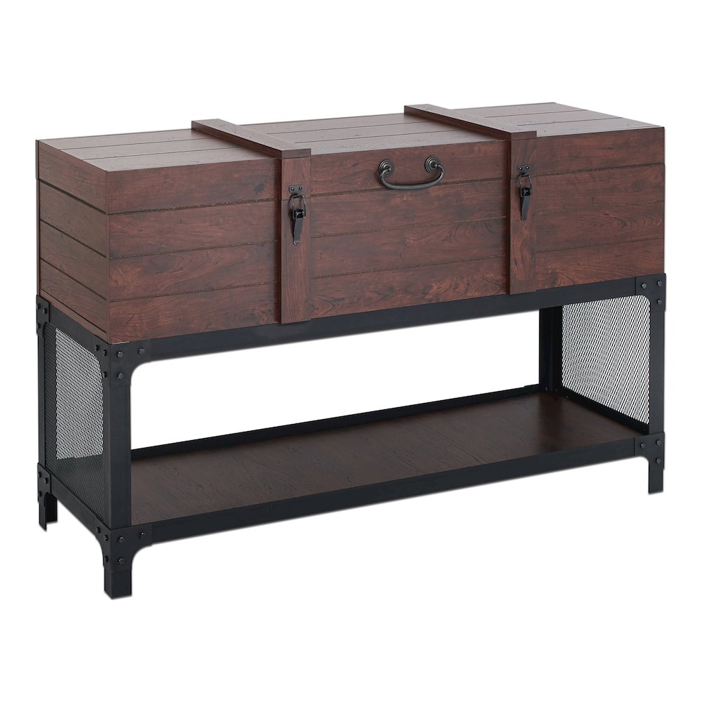 Alda Wood Lift Top Console Table in Vintage Walnut. Picture 2