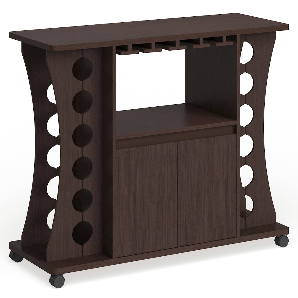 Milan Modern Wood Buffet with Wine Rack in Espresso. Picture 1