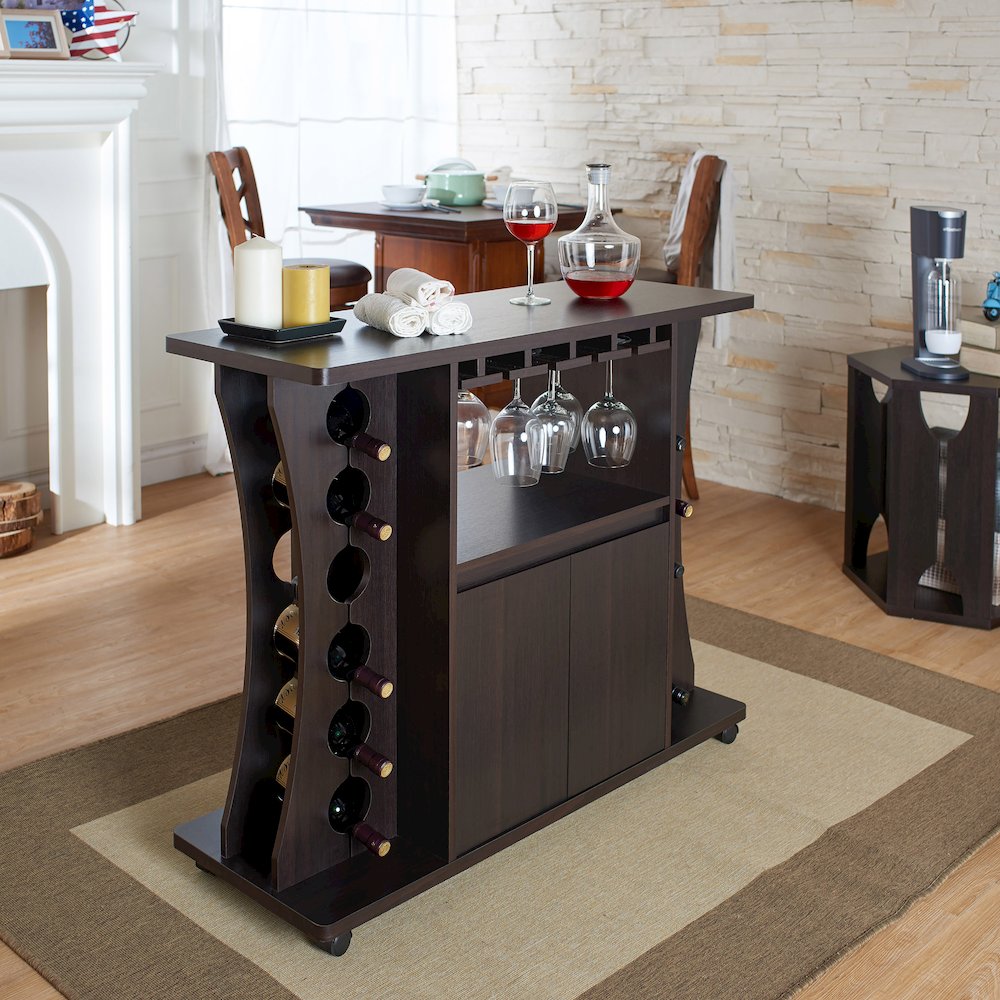Milan Modern Wood Buffet with Wine Rack in Espresso. Picture 5