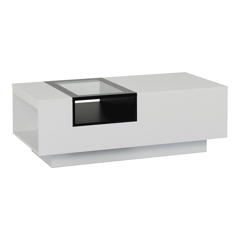 Sydney Modern Wood Storage Coffee Table in White and Black. Picture 1