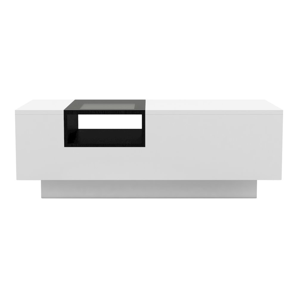 Sydney Modern Wood Storage Coffee Table in White and Black. Picture 2