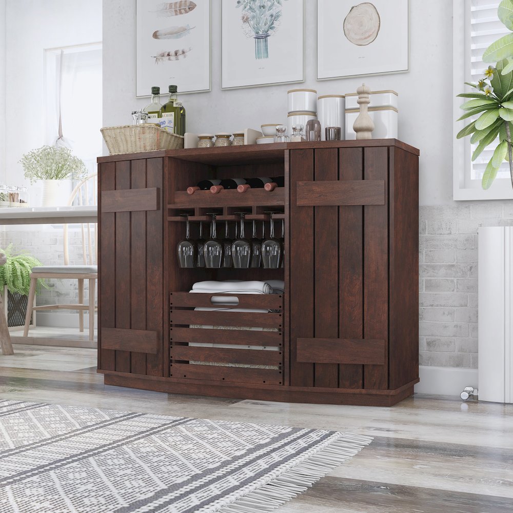 Layfield Wood Multi-Storage Buffet in Vintage Walnut. Picture 3