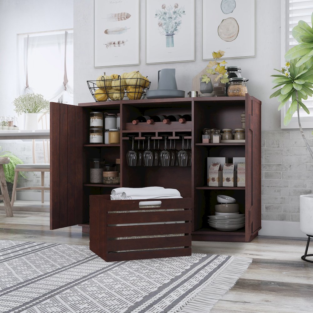 Layfield Wood Multi-Storage Buffet in Vintage Walnut. Picture 4
