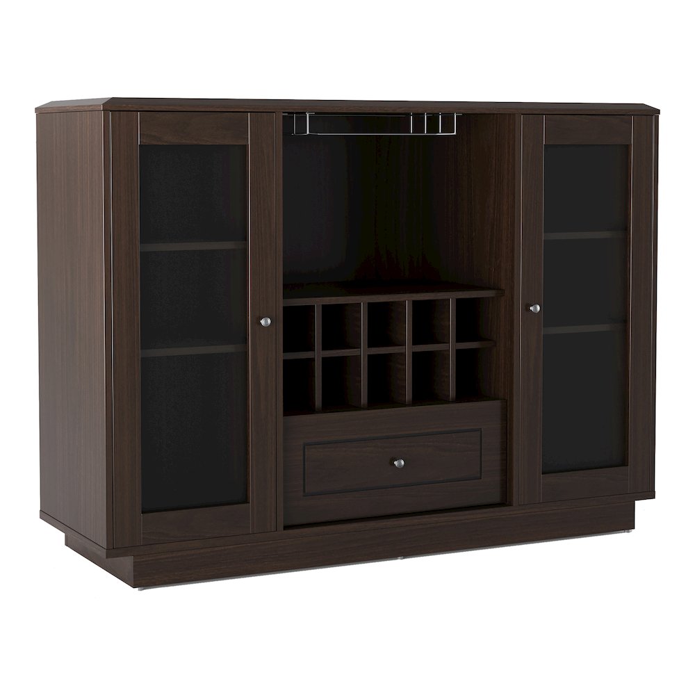 Bormie Contemporary Wood Multi-Storage Buffet in Espresso. Picture 1